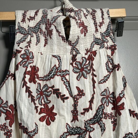 Joie Sleeveless Embroidered Top M Cream Boho Floral Cotton Button Back Blouse - Picture 8 of 8